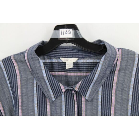 CATO WOMENS PLUS SIZE SPRINGFORWARD PITCH NAVY LONG SLEEVE SHIRT NWT - Picture 2 of 9